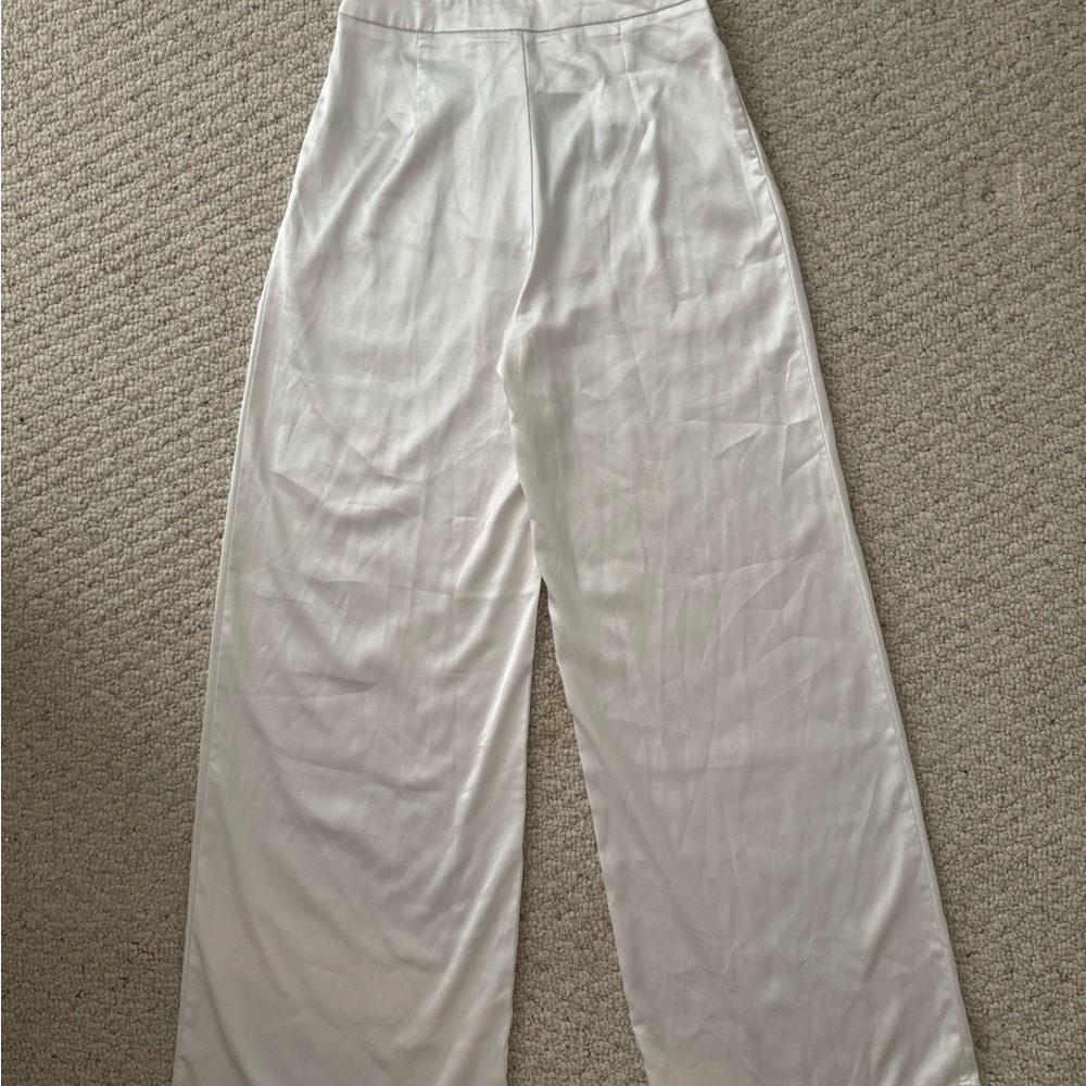 Forever 21 White Satin Trousers - Picture 3 of 3